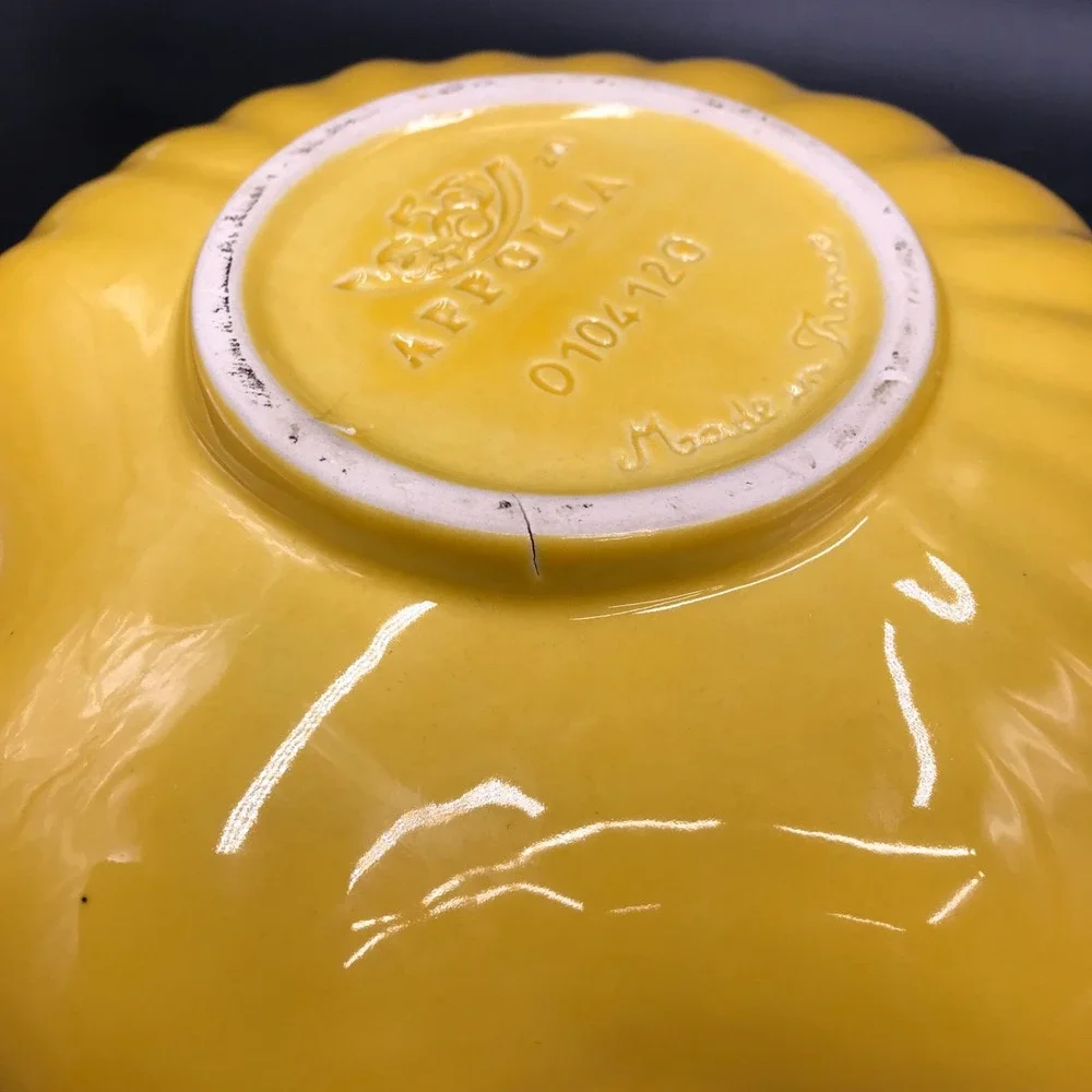 Vintage Appolia France Yellow Sea Shell Baking Divided Serving Dish 0104120